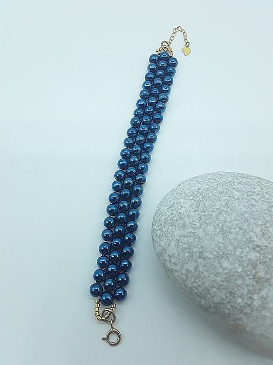 The Bulwark Bracelet by Polmadeva – hematite, 925 silver and Miyuki bead triple bracelet symbolizing protection, strength, and elegance