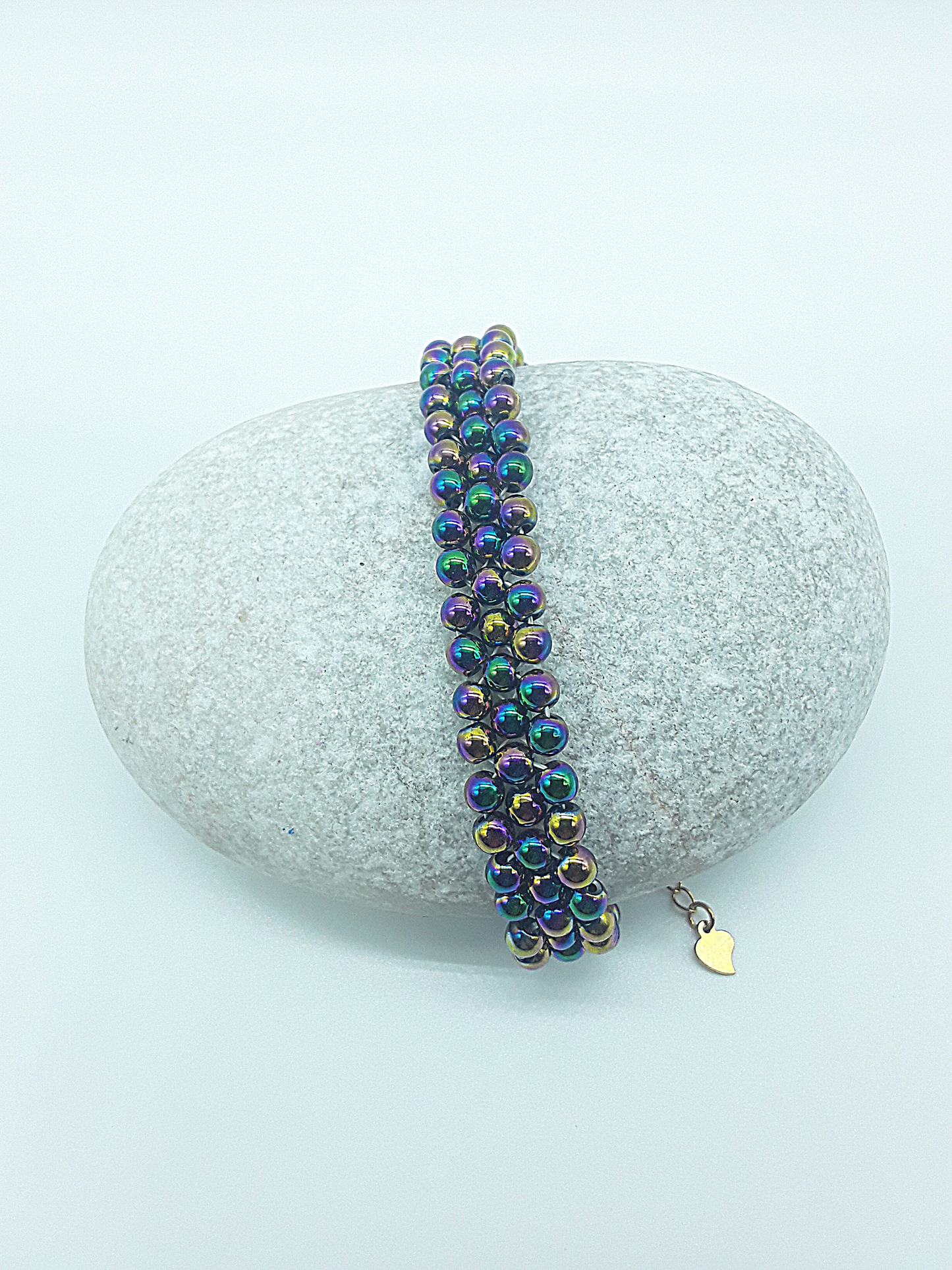 The Radiant Bulwark Bracelet by Polmadeva – hematite, Miyuki beads and 925 silver triple bracelet symbolizing protection, elegance, and light