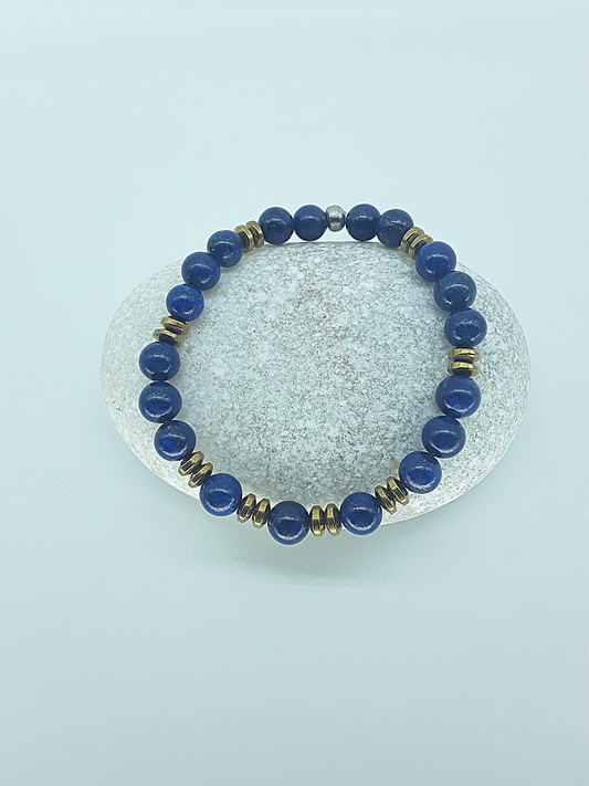 The Vision Stone Bracelet by Polmadeva – handcrafted with 8 mm Lapis Lazuli & Hematite. Adjustable 20 cm. A talisman of clarity, grounding & inner vision.