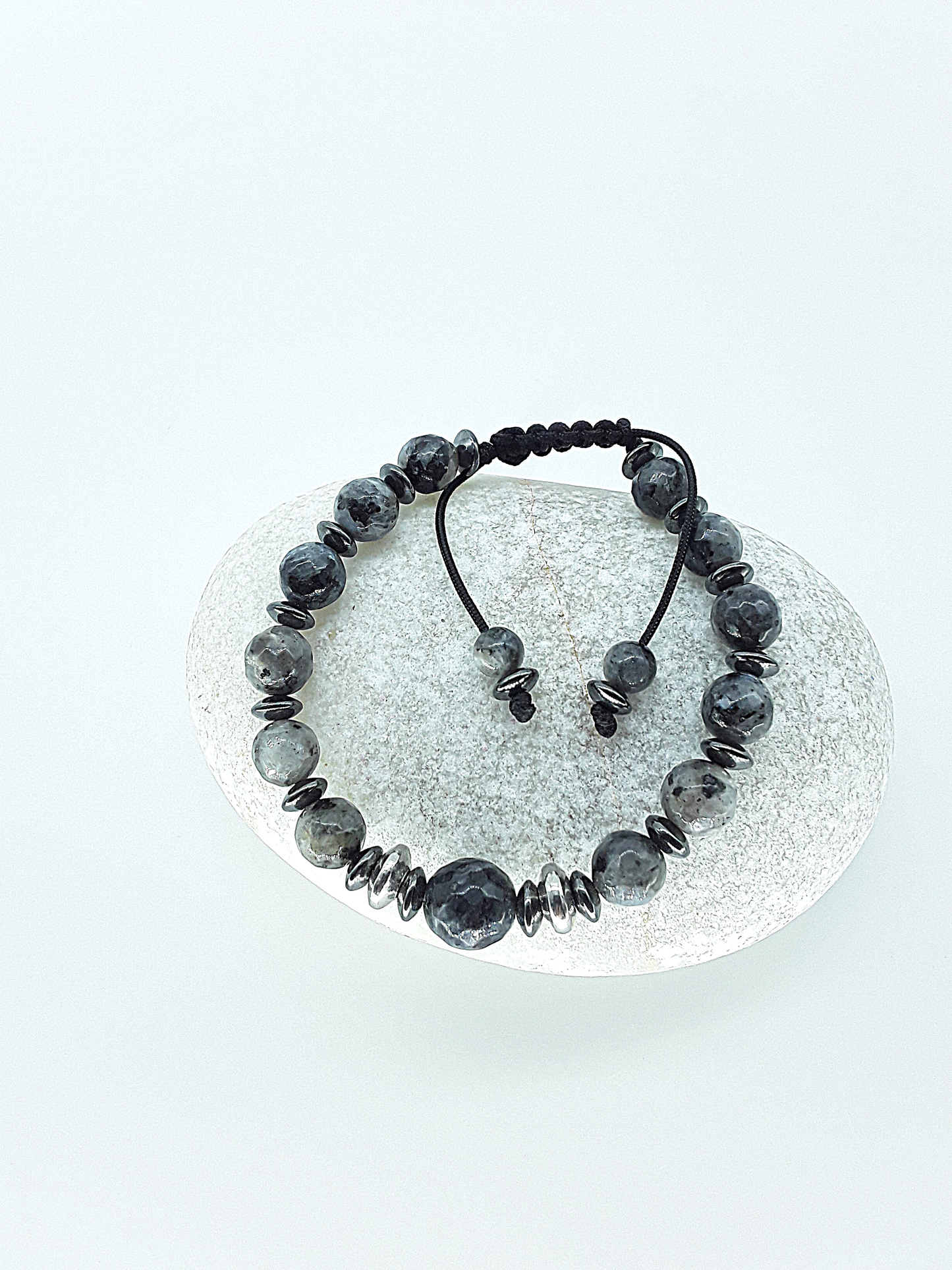 The Renewal Bracelet by Polmadeva – labradorite and hematite bracelet symbolizing rebirth, balance, and transformation