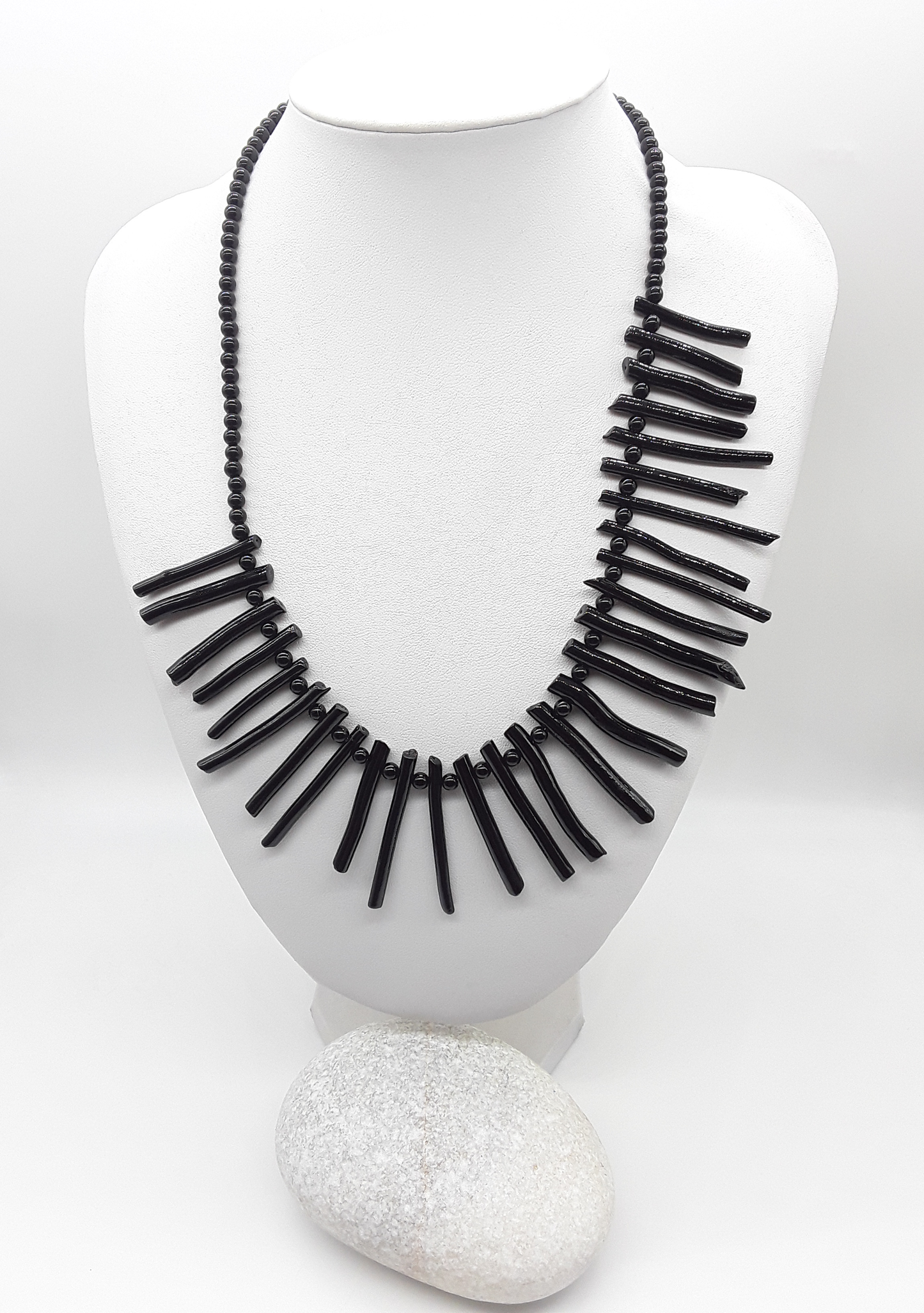 The Obsidian Coral Necklace by Polmadeva – black coral and 925 silver necklace symbolizing strength, protection, and quiet resilience