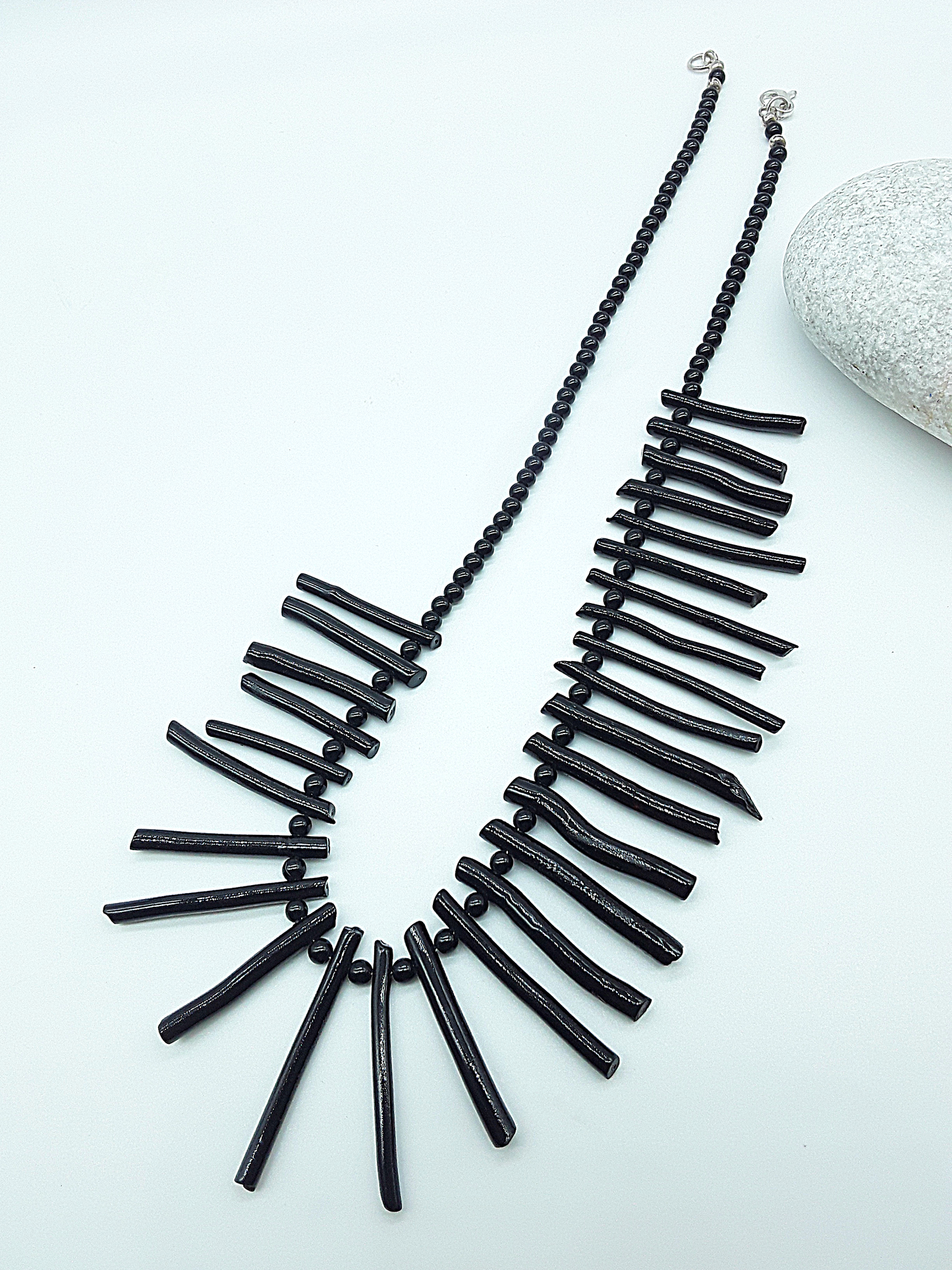 The Obsidian Coral Necklace by Polmadeva – black coral and 925 silver necklace symbolizing strength, protection, and quiet resilience