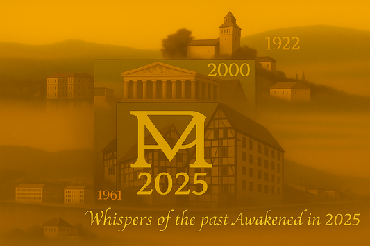 Polmadeva golden logo with the phrase “Whispers of the past — Awakened in 2025”, symbolizing timeless rebirth, art, and inner strength.