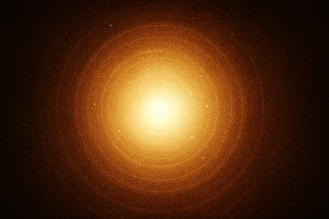A glowing golden light symbolizing sound, truth, and inner awakening — representing the voice of Polmadeva.