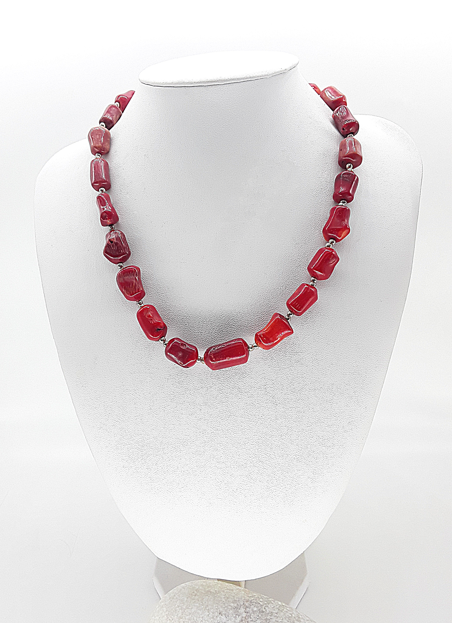 The Emberfire Set by Polmadeva – red coral and 925 silver necklace and earrings symbolizing courage, fire, and timeless elegance