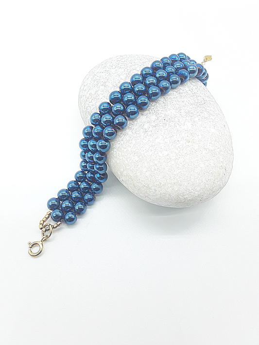 The Bulwark Bracelet by Polmadeva – hematite, 925 silver and Miyuki bead triple bracelet symbolizing protection, strength, and elegance