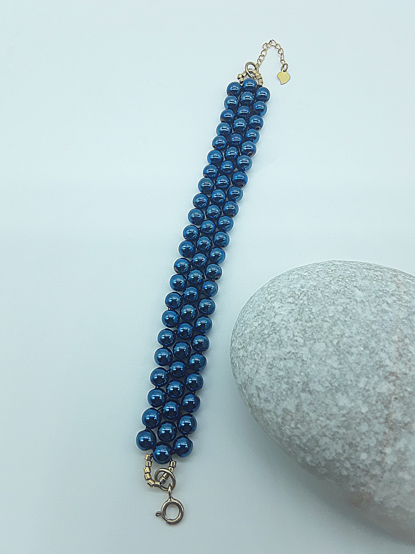 The Bulwark Bracelet by Polmadeva – hematite, 925 silver and Miyuki bead triple bracelet symbolizing protection, strength, and elegance