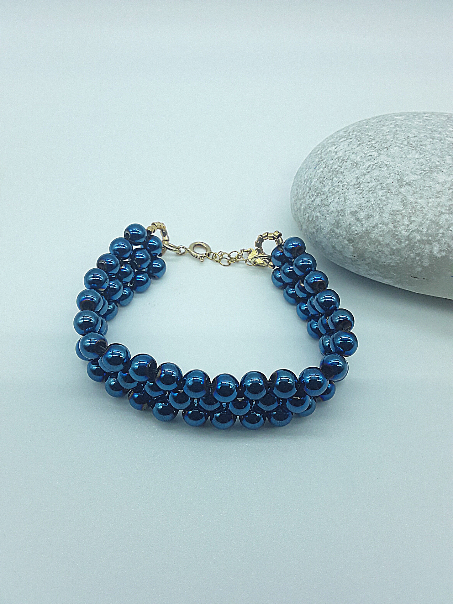 The Bulwark Bracelet by Polmadeva – hematite, 925 silver and Miyuki bead triple bracelet symbolizing protection, strength, and elegance