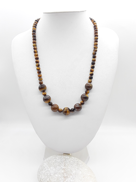 The Vision Keeper Necklace by Polmadeva – handcrafted Tiger’s Eye necklace (12 mm & 6 mm) with steel clasp. A talisman of clarity, courage & inner vision.