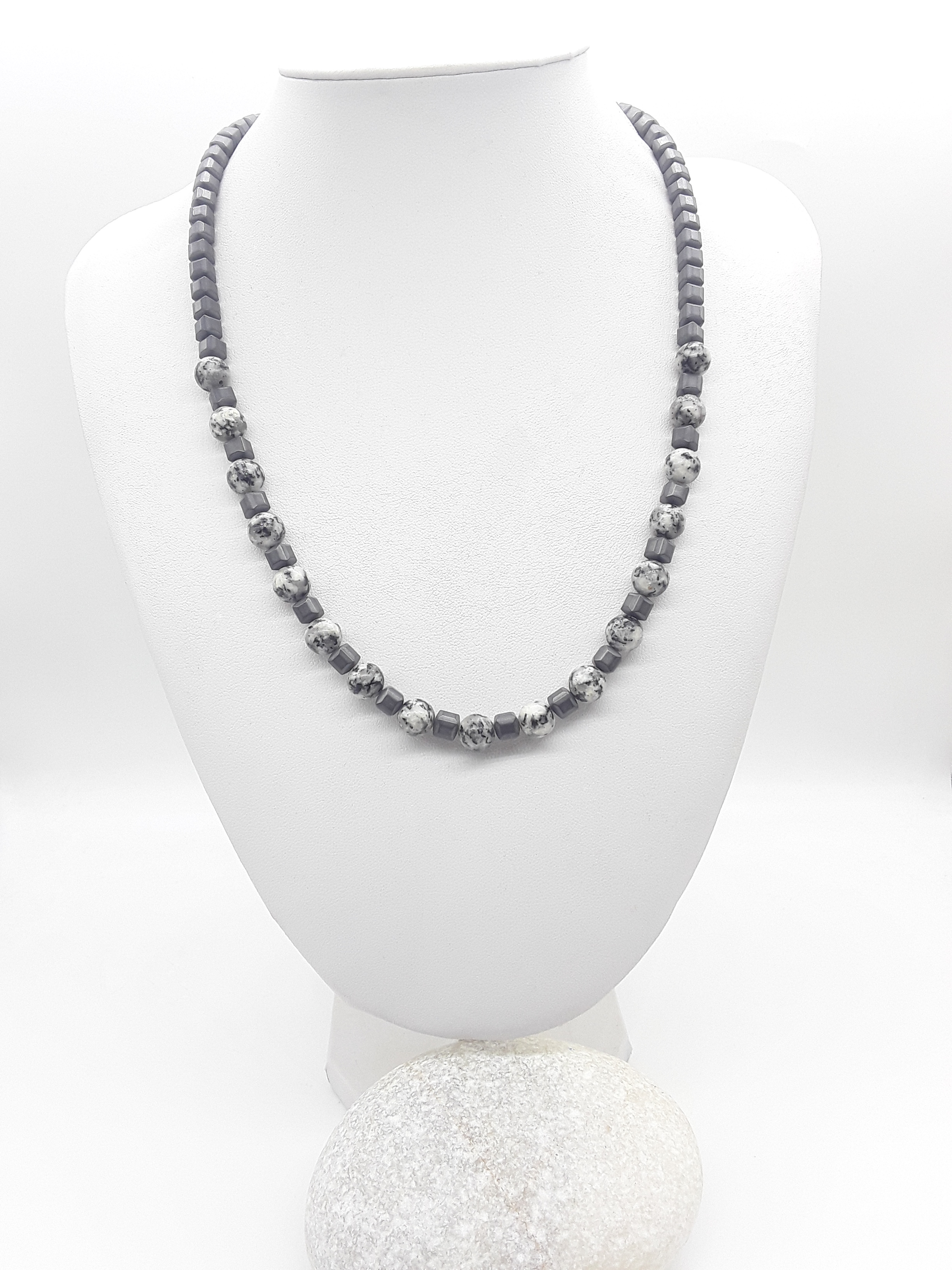 The Stone Equilibrium Necklace by Polmadeva – Jasper and Hematite necklace symbolizing grounding, harmony, and balanced strength.