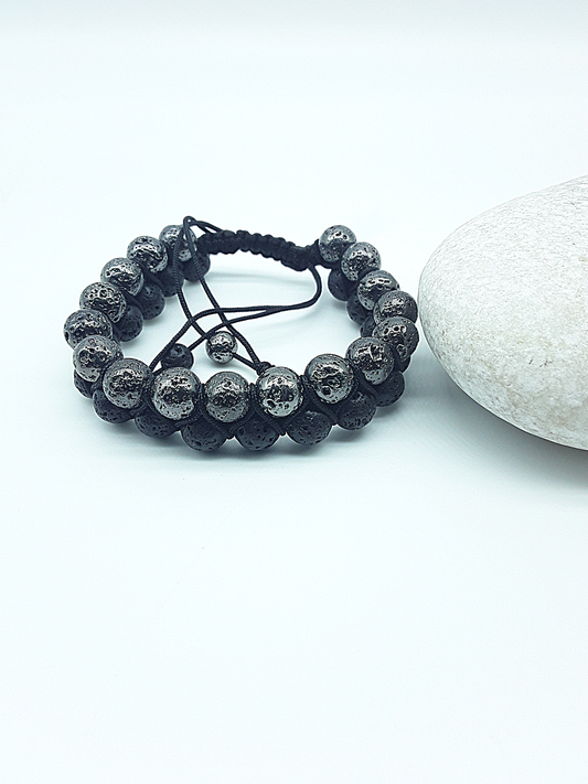 The Eternal Watcher Bracelet by Polmadeva – double lava stone bracelet symbolizing protection, resilience, and grounding strength