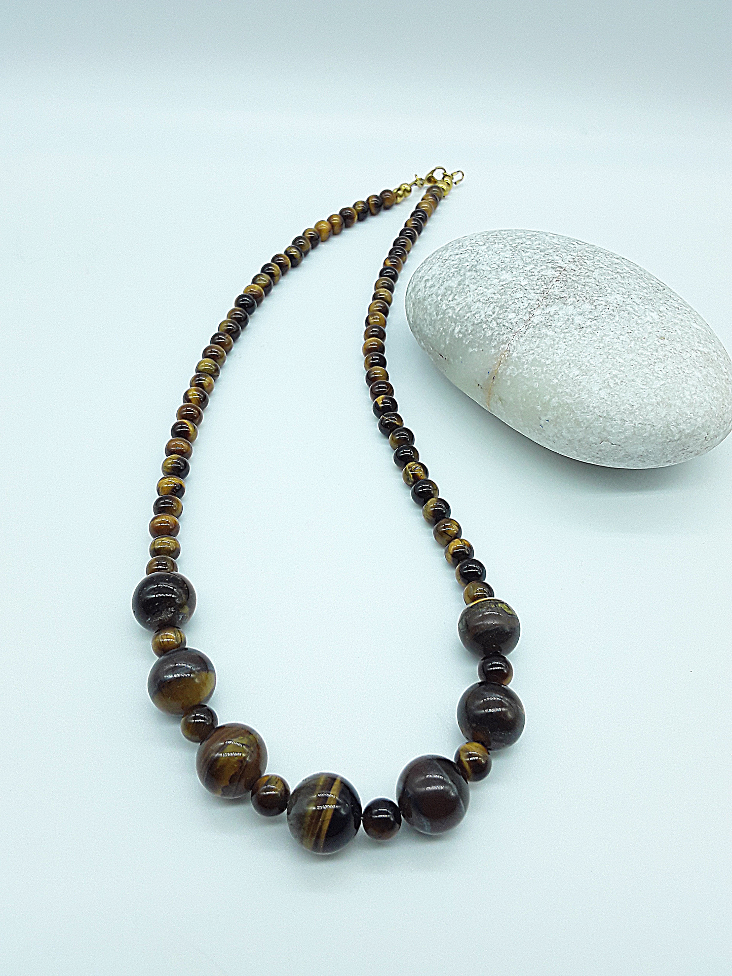The Vision Keeper Necklace by Polmadeva – handcrafted Tiger’s Eye necklace (12 mm & 6 mm) with steel clasp. A talisman of clarity, courage & inner vision.