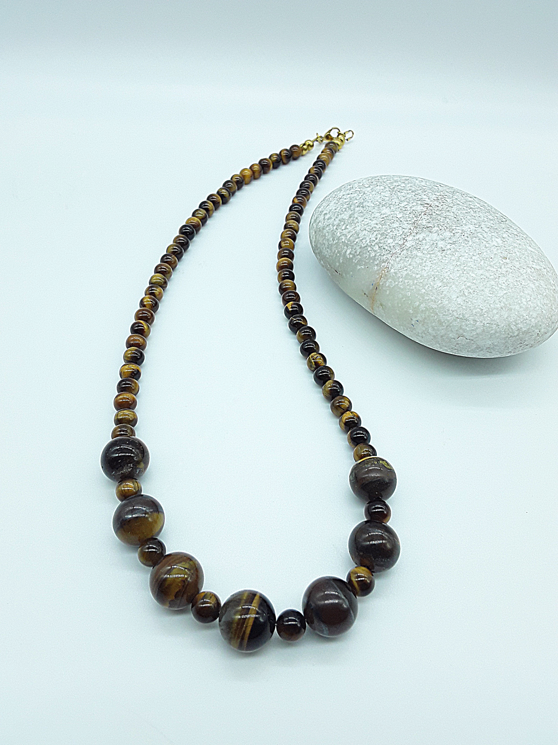 The Vision Keeper Necklace by Polmadeva – handcrafted Tiger’s Eye necklace (12 mm & 6 mm) with steel clasp. A talisman of clarity, courage & inner vision.