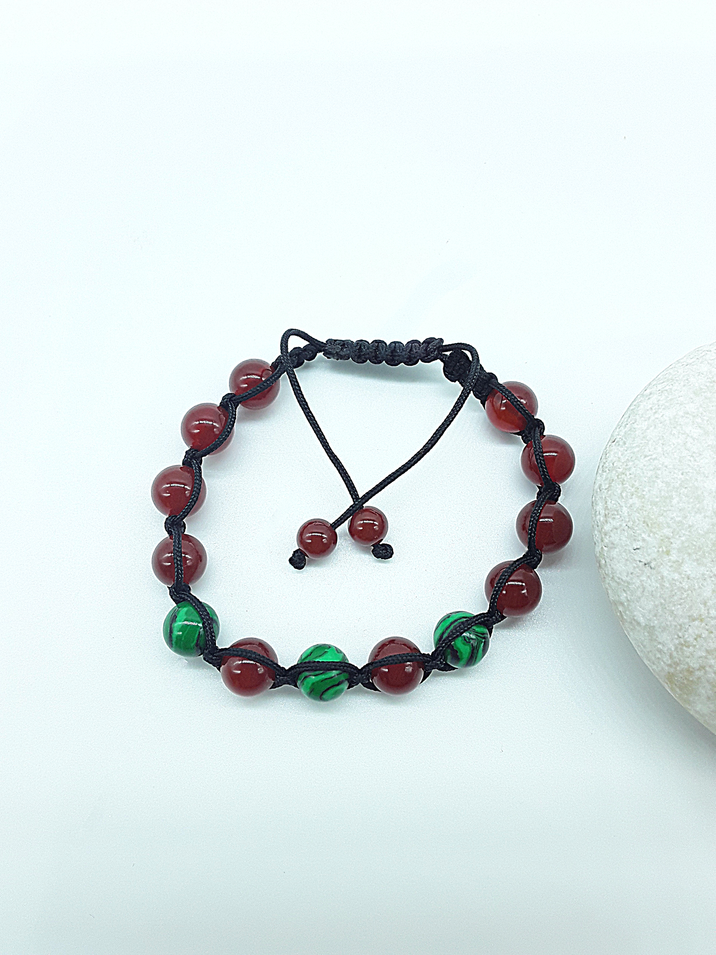 The Warrior’s Heart Bracelet by Polmadeva – carnelian and malachite bracelet symbolizing courage, passion, and transformation