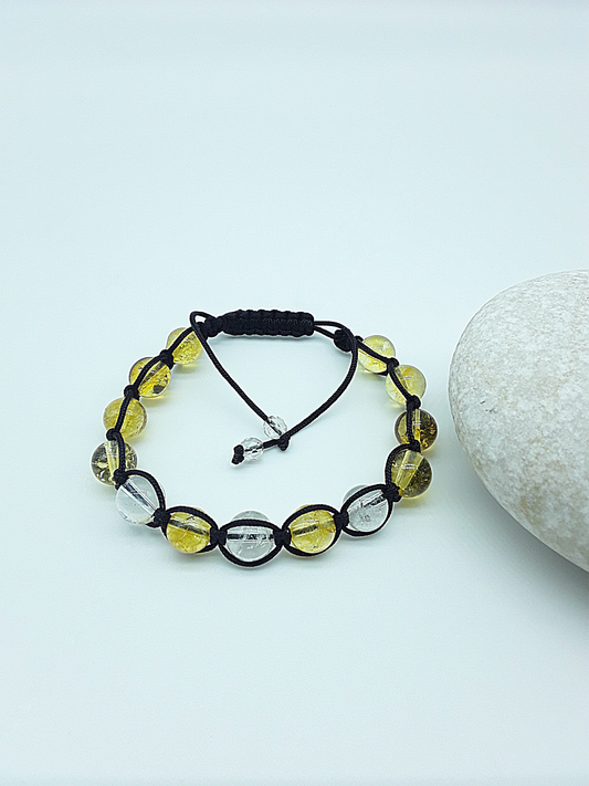 The Golden Clarity Bracelet by Polmadeva – citrine and quartz crystal bracelet symbolizing light, renewal, and radiant confidence