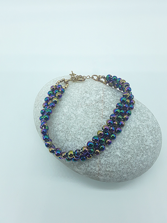The Radiant Bulwark Bracelet by Polmadeva – hematite, Miyuki beads and 925 silver triple bracelet symbolizing protection, elegance, and light