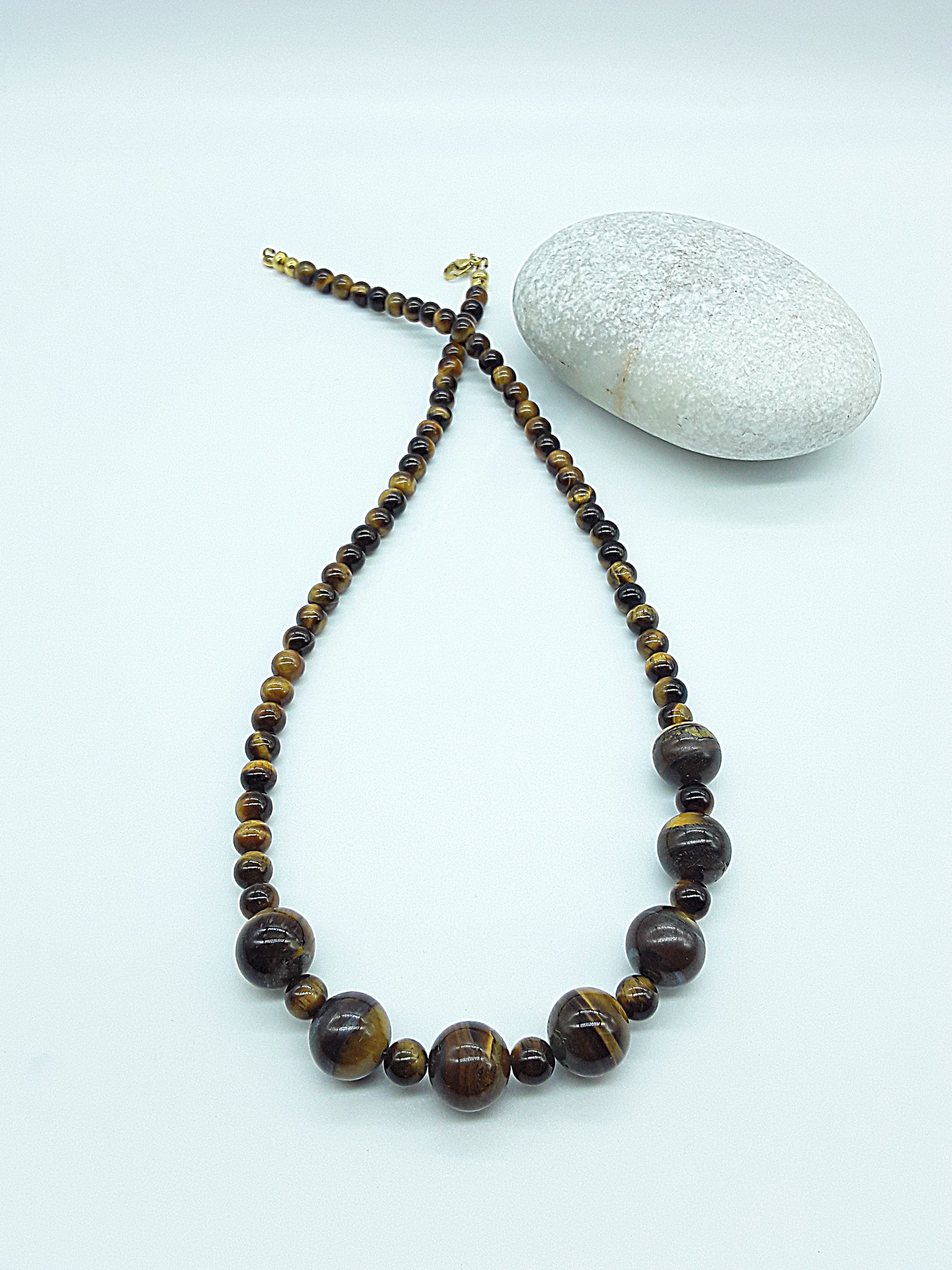 The Vision Keeper Necklace by Polmadeva – handcrafted Tiger’s Eye necklace (12 mm & 6 mm) with steel clasp. A talisman of clarity, courage & inner vision.