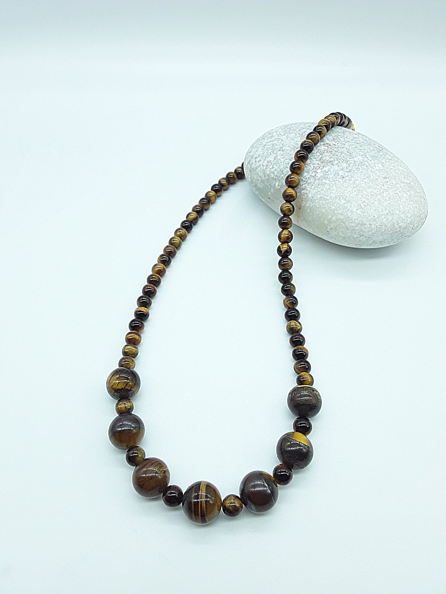 The Vision Keeper Necklace by Polmadeva – handcrafted Tiger’s Eye necklace (12 mm & 6 mm) with steel clasp. A talisman of clarity, courage & inner vision.
