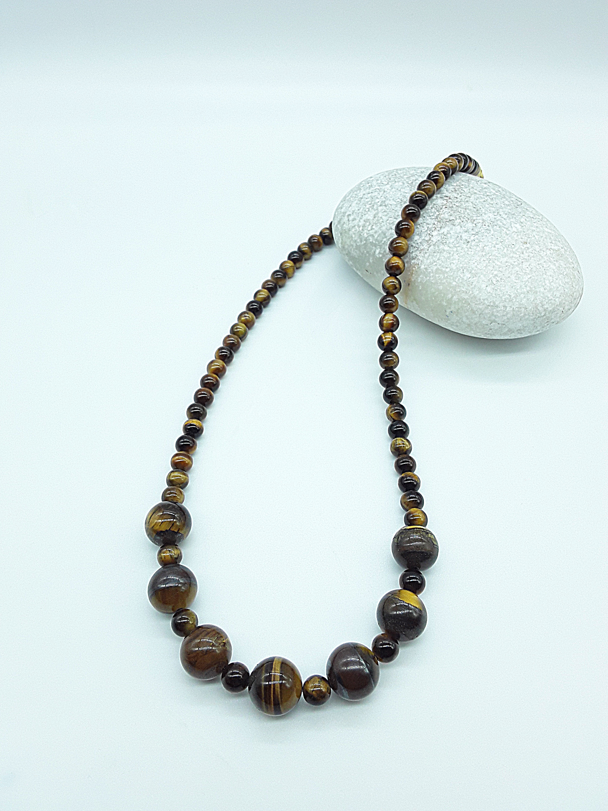 The Vision Keeper Necklace by Polmadeva – handcrafted Tiger’s Eye necklace (12 mm & 6 mm) with steel clasp. A talisman of clarity, courage & inner vision.