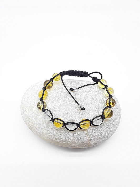 The Golden Clarity Bracelet by Polmadeva – citrine and quartz crystal bracelet symbolizing light, renewal, and radiant confidence