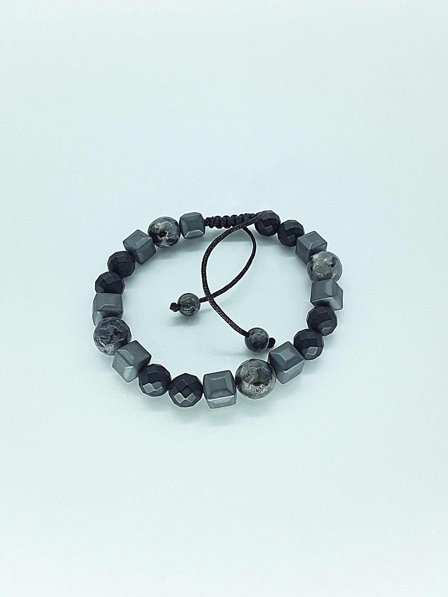 The Renewal Path Bracelet by Polmadeva – hematite, labradorite and black onyx bracelet symbolizing grounding, clarity, and renewal