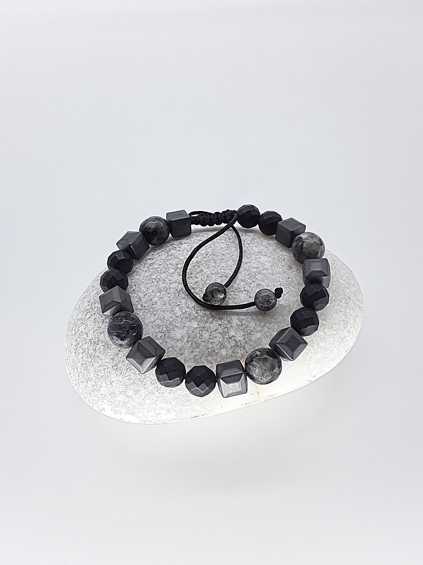 The Renewal Path Bracelet by Polmadeva – hematite, labradorite and black onyx bracelet symbolizing grounding, clarity, and renewal