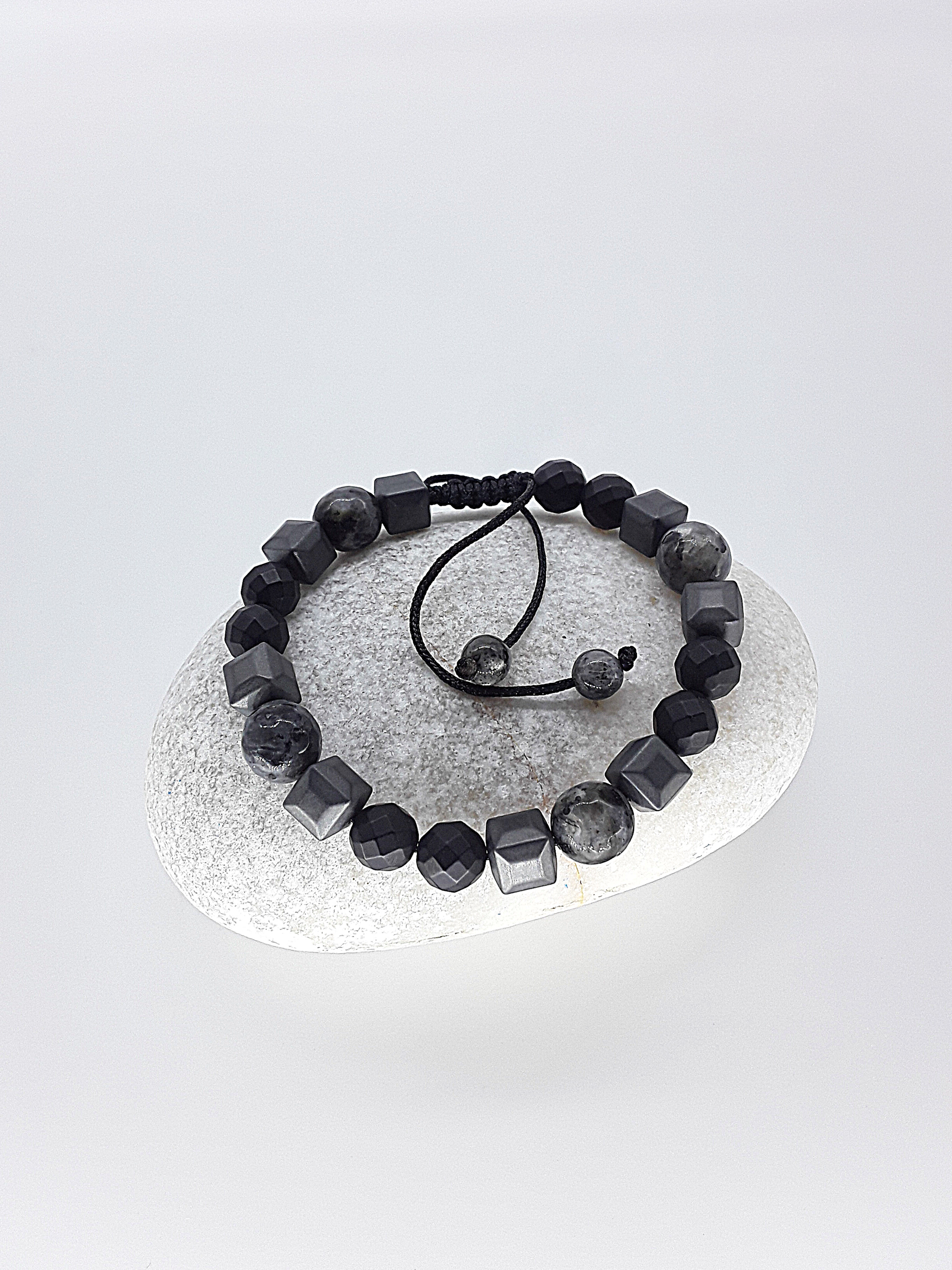 The Renewal Path Bracelet by Polmadeva – hematite, labradorite and black onyx bracelet symbolizing grounding, clarity, and renewal