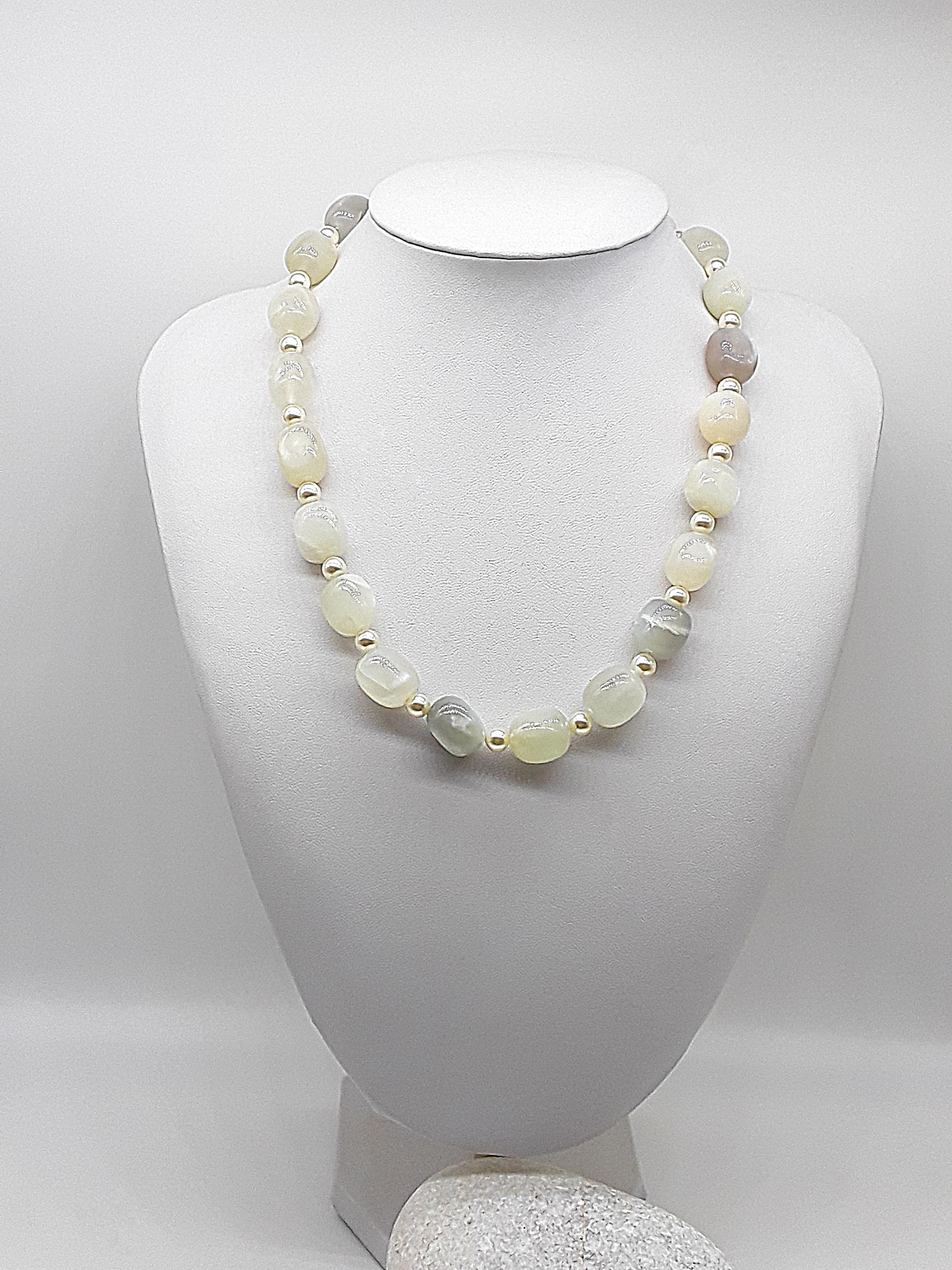 The Celestial Glow Necklace by Polmadeva – Swarovski pearls and moonstone necklace symbolizing transformation, serenity, and luminous grace