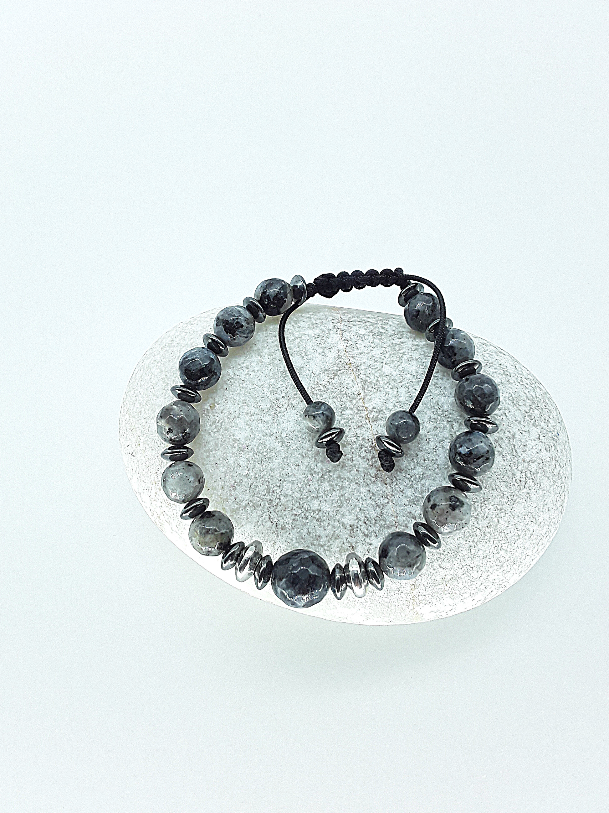 The Renewal Bracelet by Polmadeva – labradorite and hematite bracelet symbolizing rebirth, balance, and transformation