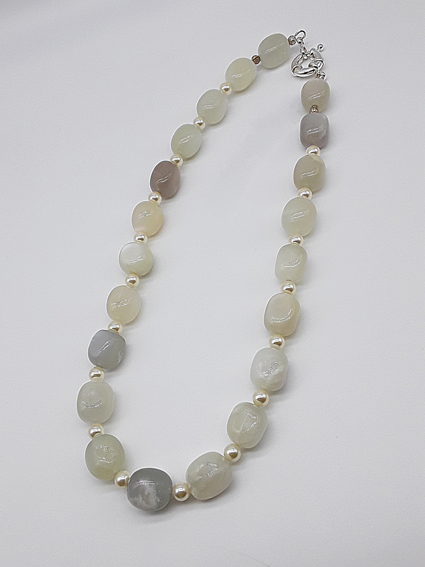 The Celestial Glow Necklace by Polmadeva – Swarovski pearls and moonstone necklace symbolizing transformation, serenity, and luminous grace