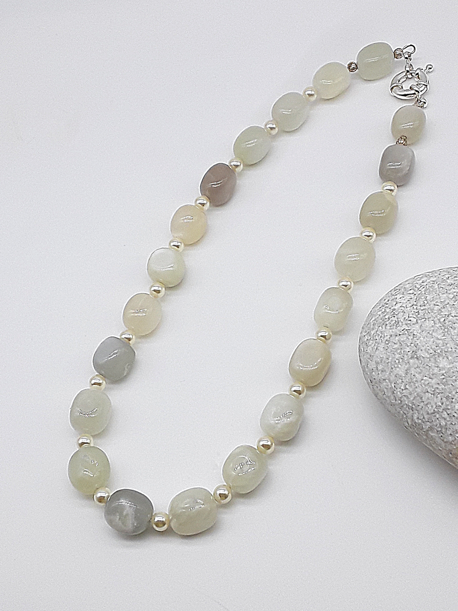 The Celestial Glow Necklace by Polmadeva – Swarovski pearls and moonstone necklace symbolizing transformation, serenity, and luminous grace