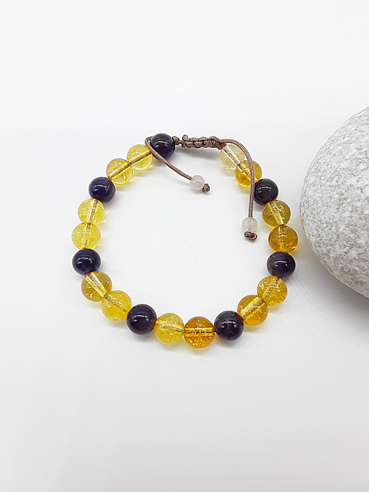 The Radiant Harmony Bracelet by Polmadeva – citrine and amethyst bracelet symbolizing balance, serenity, and radiant harmony