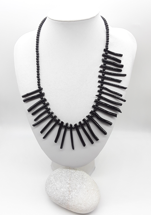 The Obsidian Coral Necklace by Polmadeva – black coral and 925 silver necklace symbolizing strength, protection, and quiet resilience
