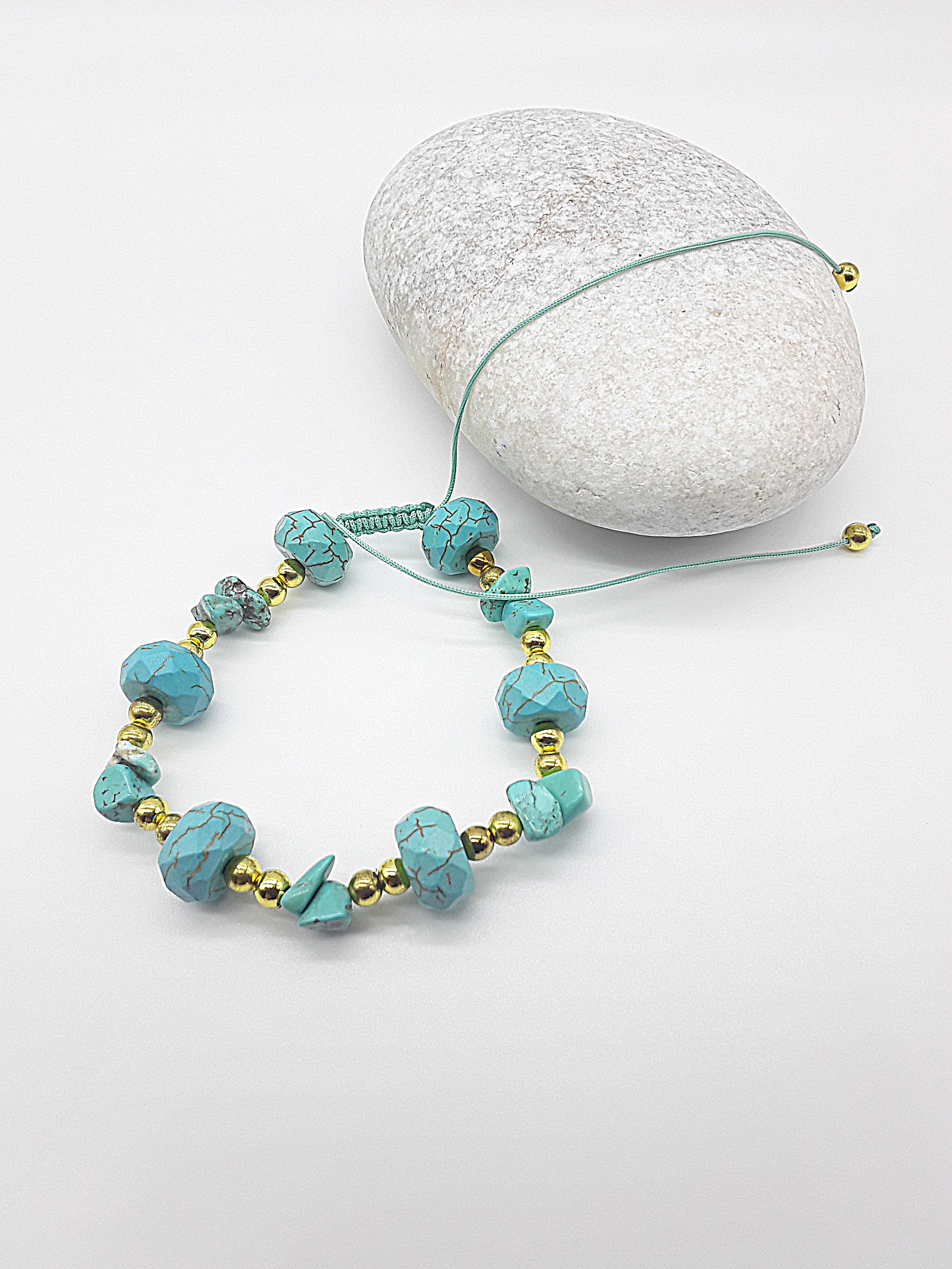 The Tranquil Current Set by Polmadeva – turquoise, howlite and hematite necklace and bracelet set symbolizing serenity, strength, and balance