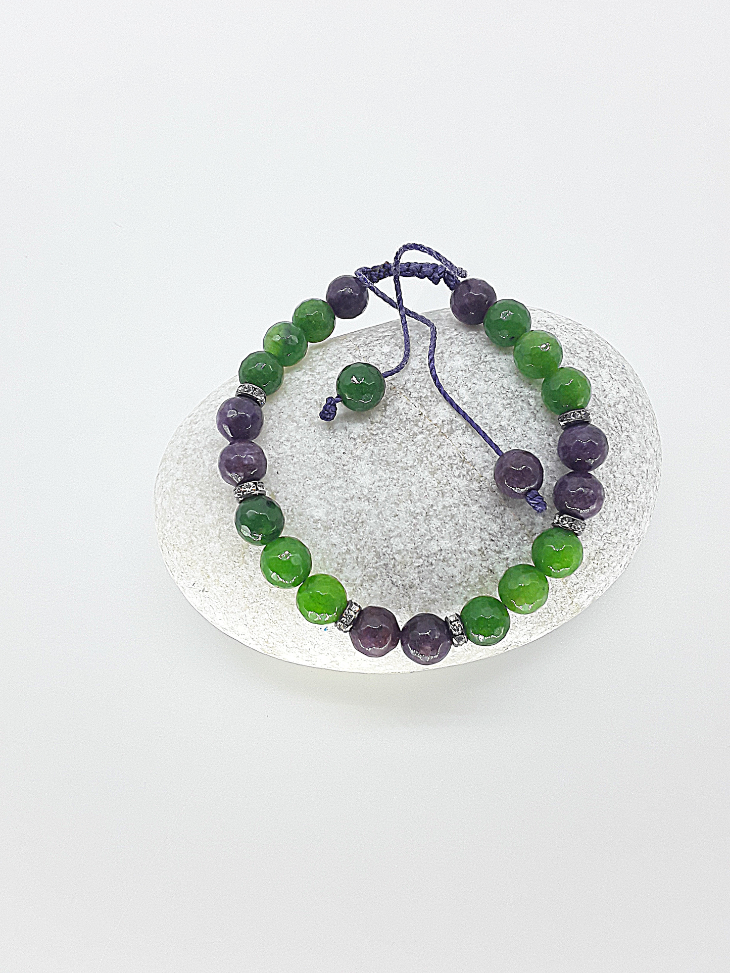 The Path of Light Bracelet by Polmadeva – faceted agate and silver zircon adjustable bracelet symbolizing renewal, clarity, and light