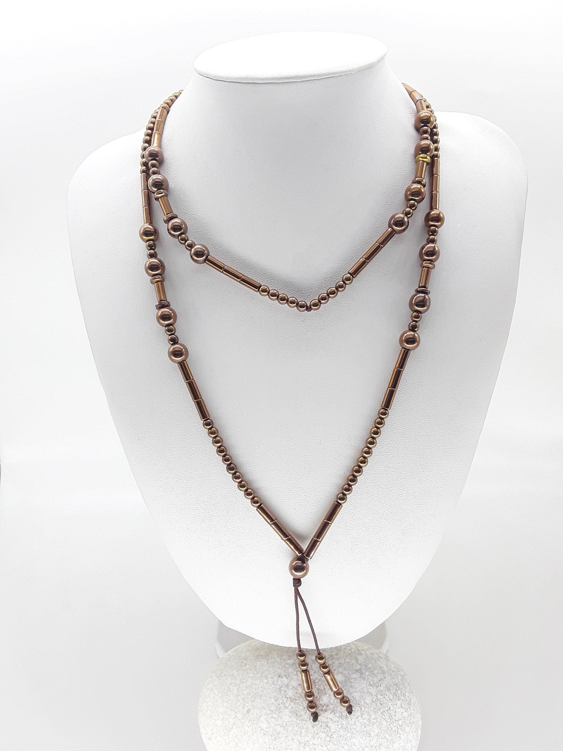 The Equinox Set by Polmadeva – hematite necklace and bracelet set symbolizing balance, grounding, and quiet strength