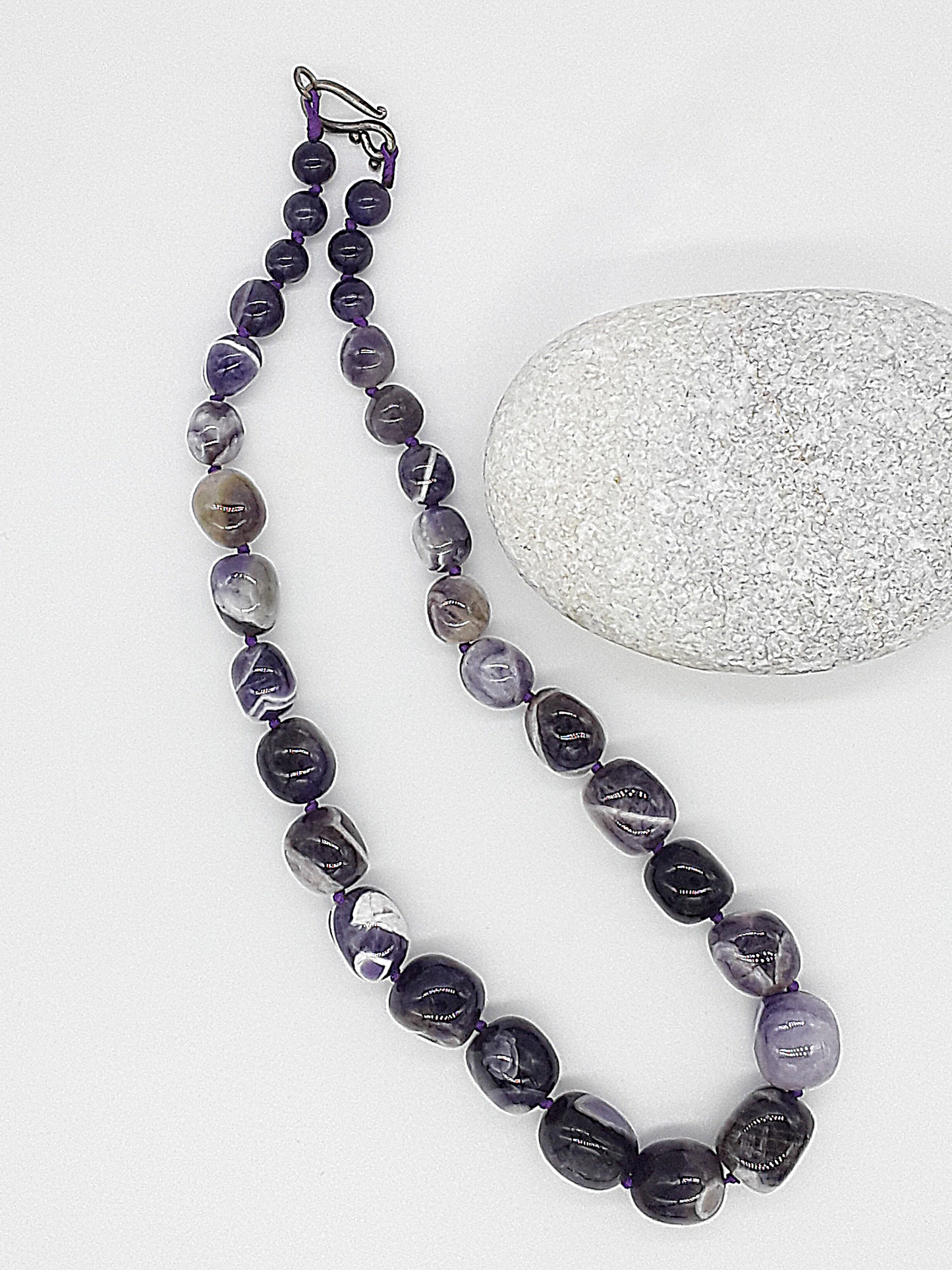 The Gracebound Agate Necklace by Polmadeva – Botswana agate and amethyst necklace symbolizing elegance, authenticity, and quiet strength