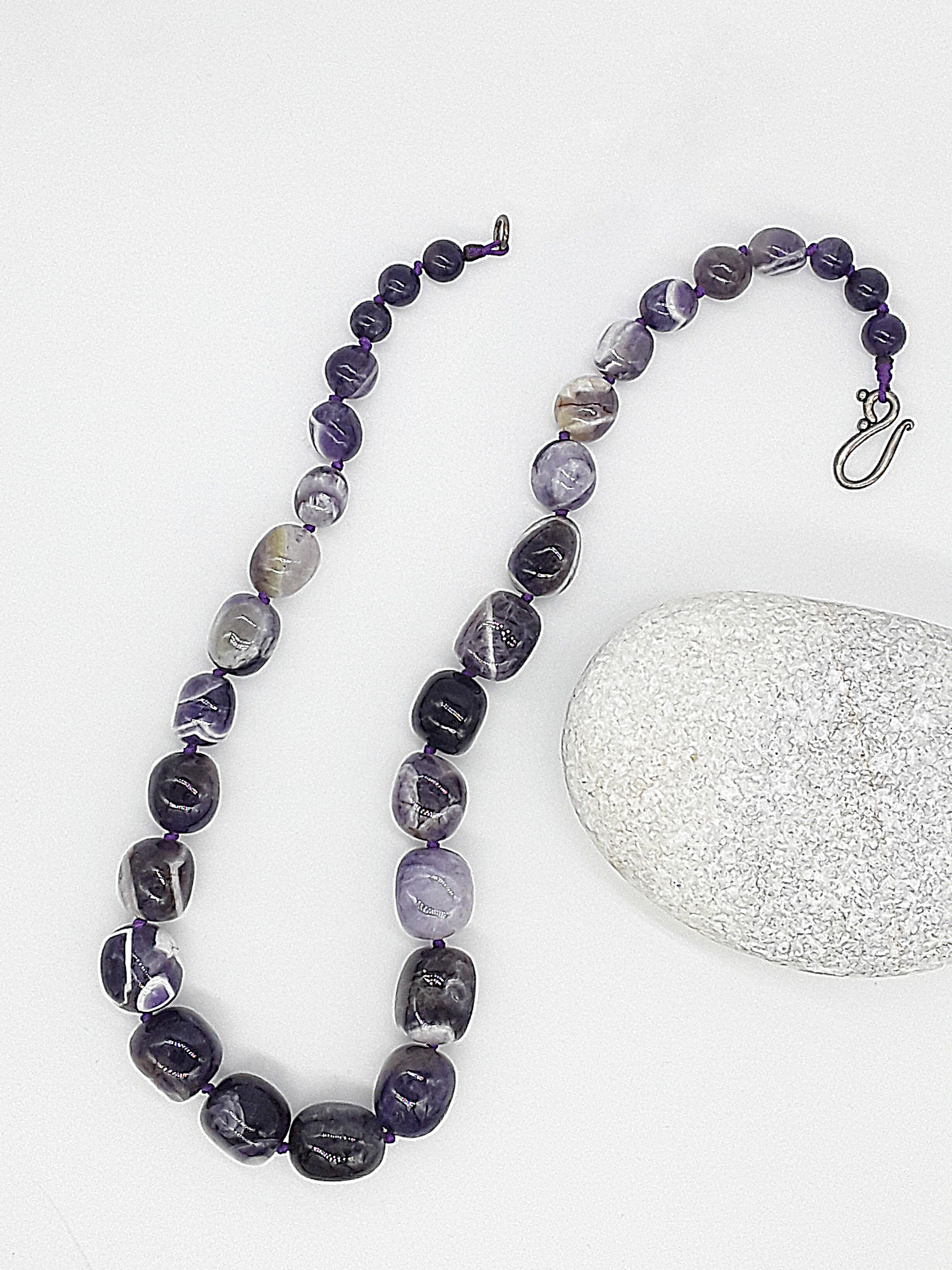 The Gracebound Agate Necklace by Polmadeva – Botswana agate and amethyst necklace symbolizing elegance, authenticity, and quiet strength