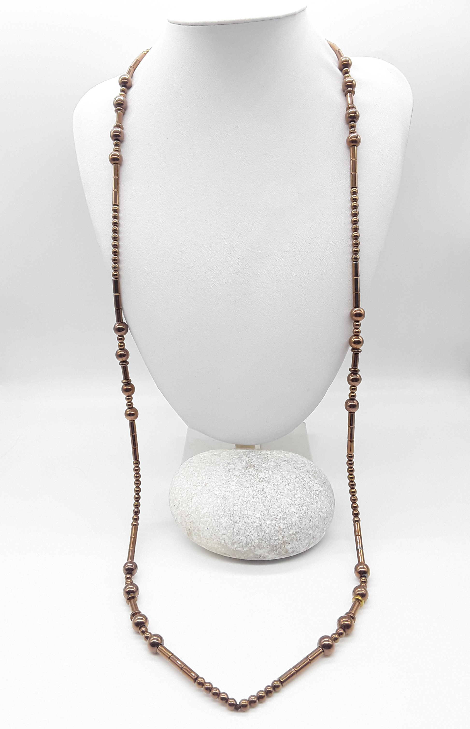 The Equinox Set by Polmadeva – hematite necklace and bracelet set symbolizing balance, grounding, and quiet strength
