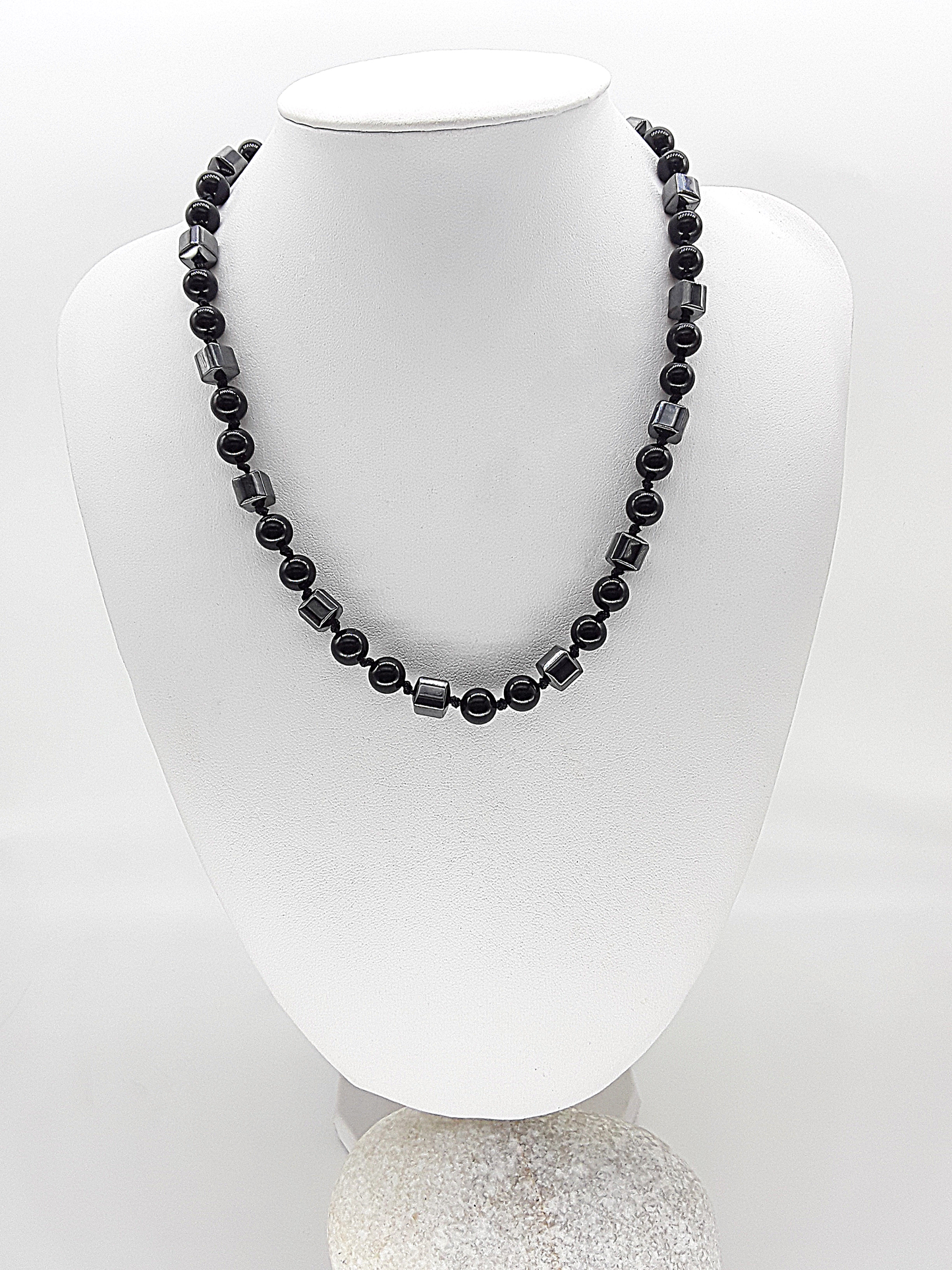 The Ironbond Set by Polmadeva – black onyx and hematite necklace and bracelet symbolizing strength, balance, and protection
