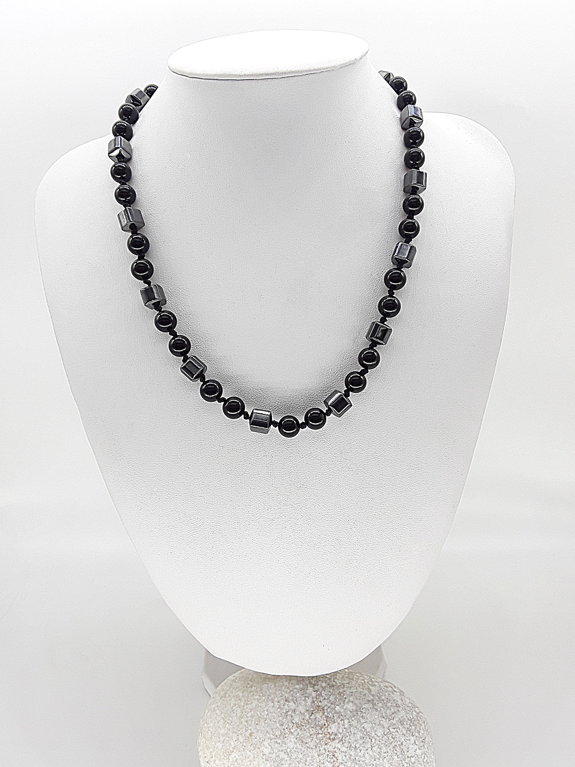 The Ironbond Set by Polmadeva – black onyx and hematite necklace and bracelet symbolizing strength, balance, and protection