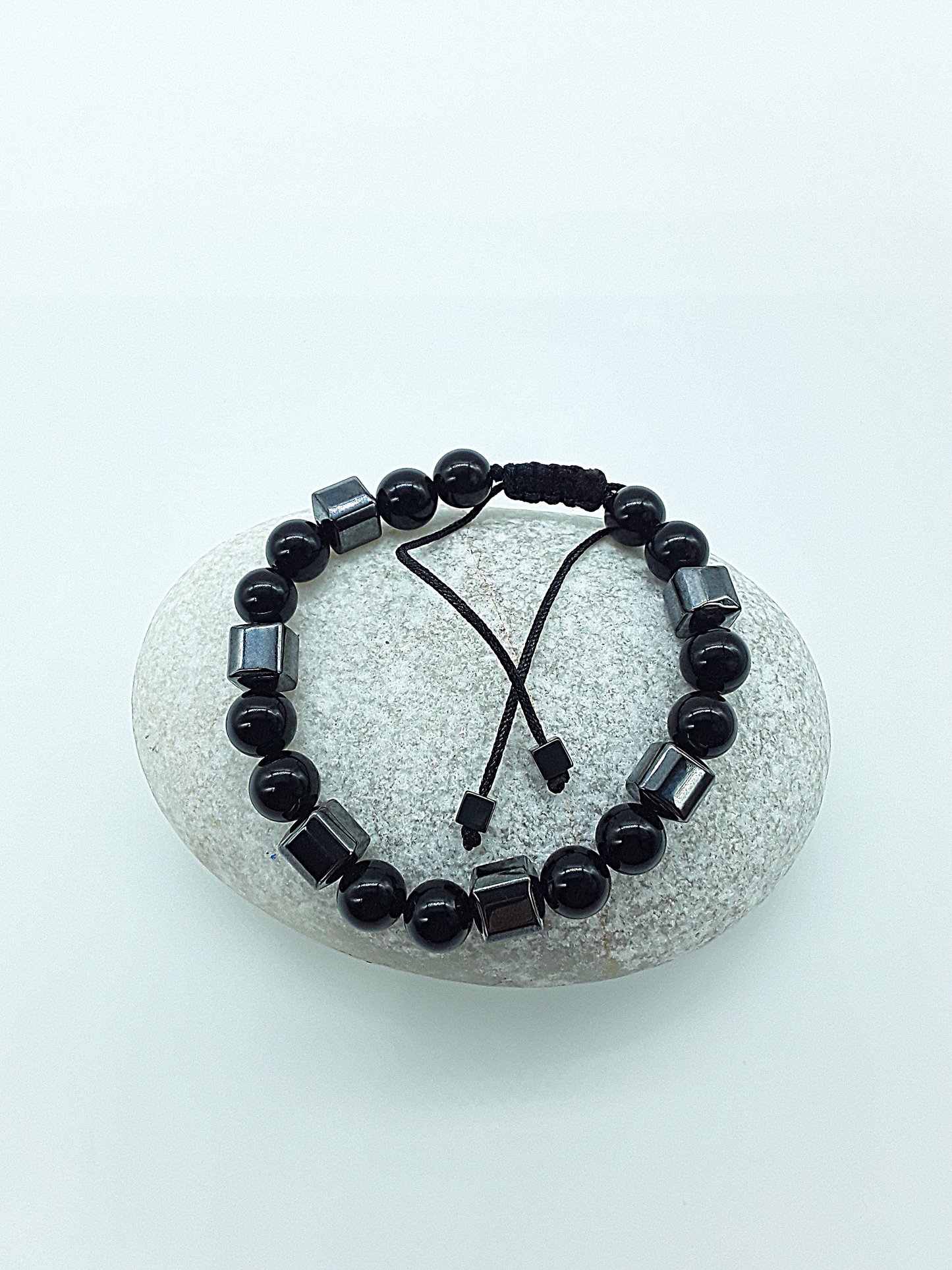 The Ironbond Set by Polmadeva – black onyx and hematite necklace and bracelet symbolizing strength, balance, and protection