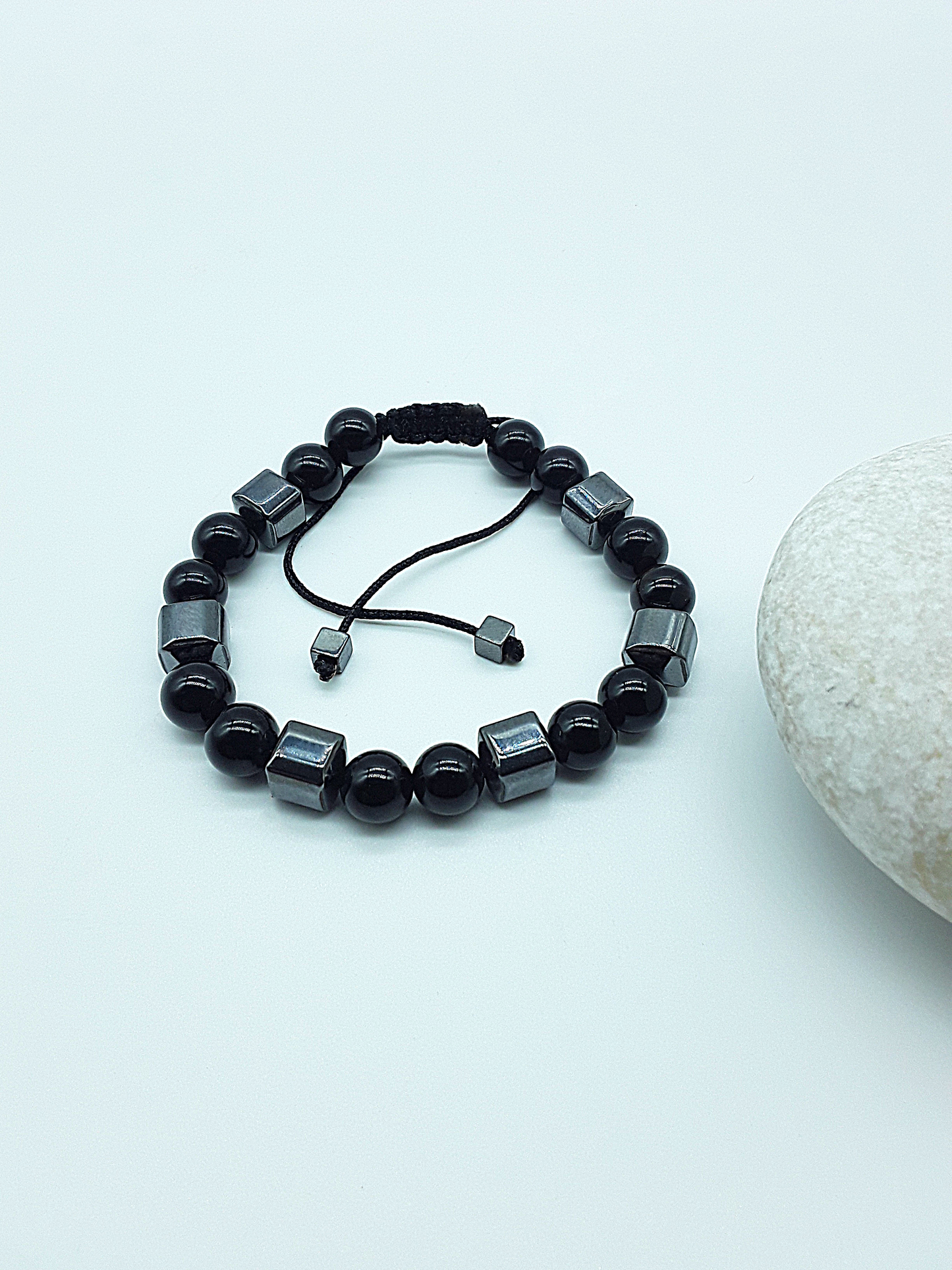 The Ironbond Set by Polmadeva – black onyx and hematite necklace and bracelet symbolizing strength, balance, and protection