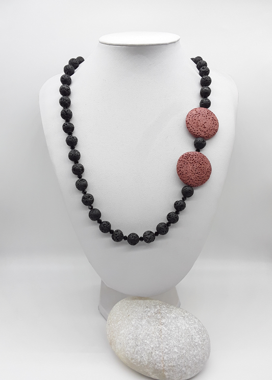 The Emberstone Necklace by Polmadeva – black and red lava stone necklace with Swarovski crystals and 925 silver symbolizing inner fire and strength