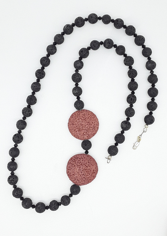 The Emberstone Necklace by Polmadeva – black and red lava stone necklace with Swarovski crystals and 925 silver symbolizing inner fire and strength