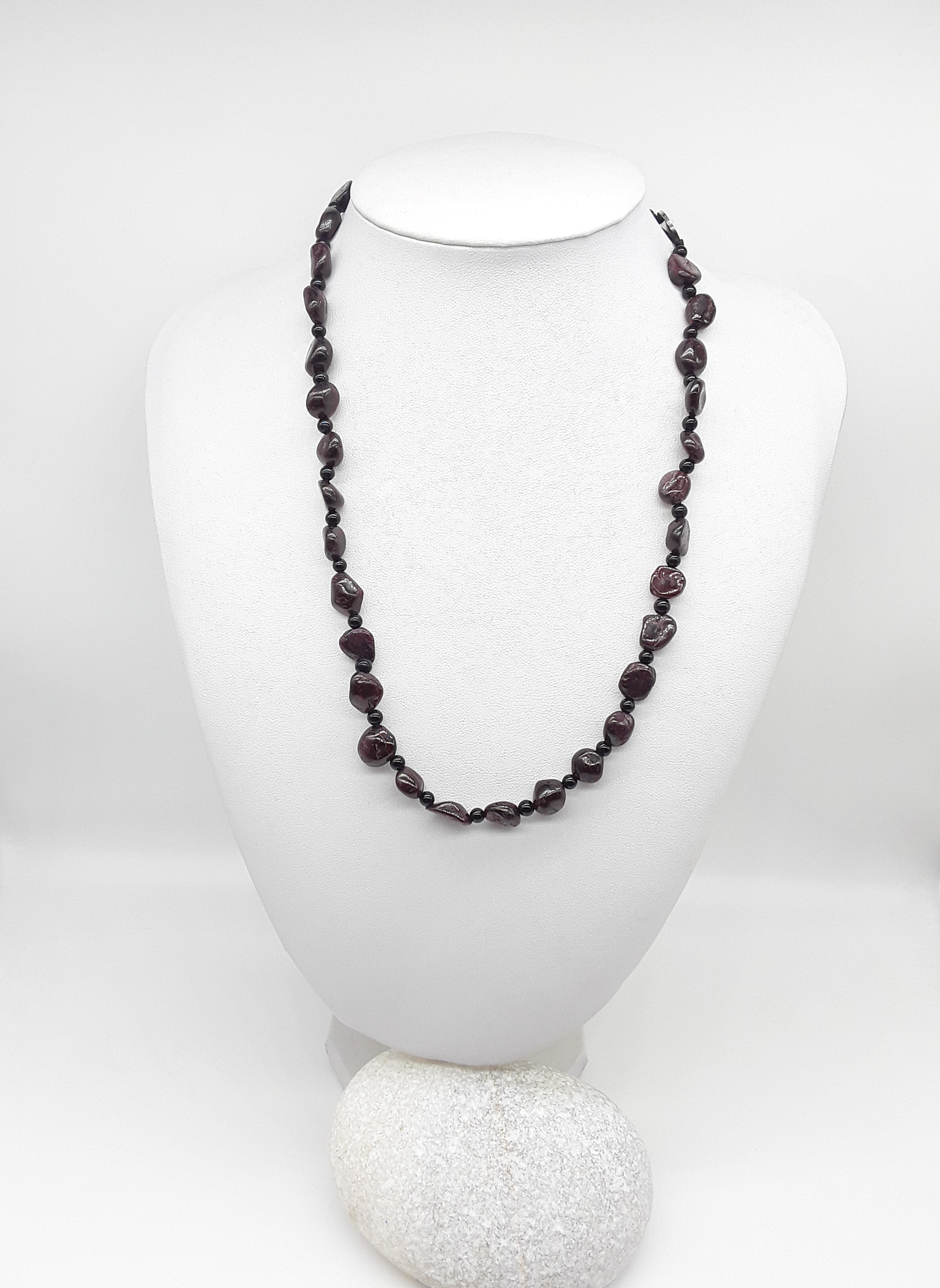 The Sigilguard Necklace by Polmadeva – garnet and onyx necklace with sigil pendant symbolizing protection, courage, and resilience