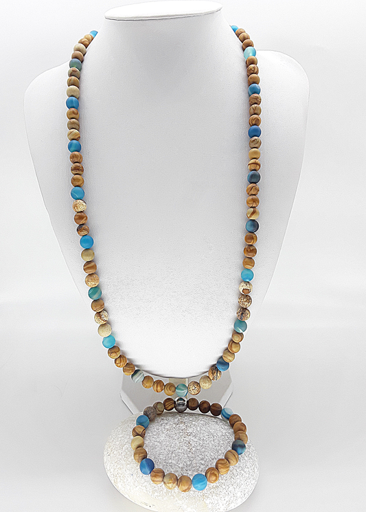 The Earth & Tide Set by Polmadeva – Jasper and Agate jewelry set symbolizing the balance of earth and water, grounding and renewal.