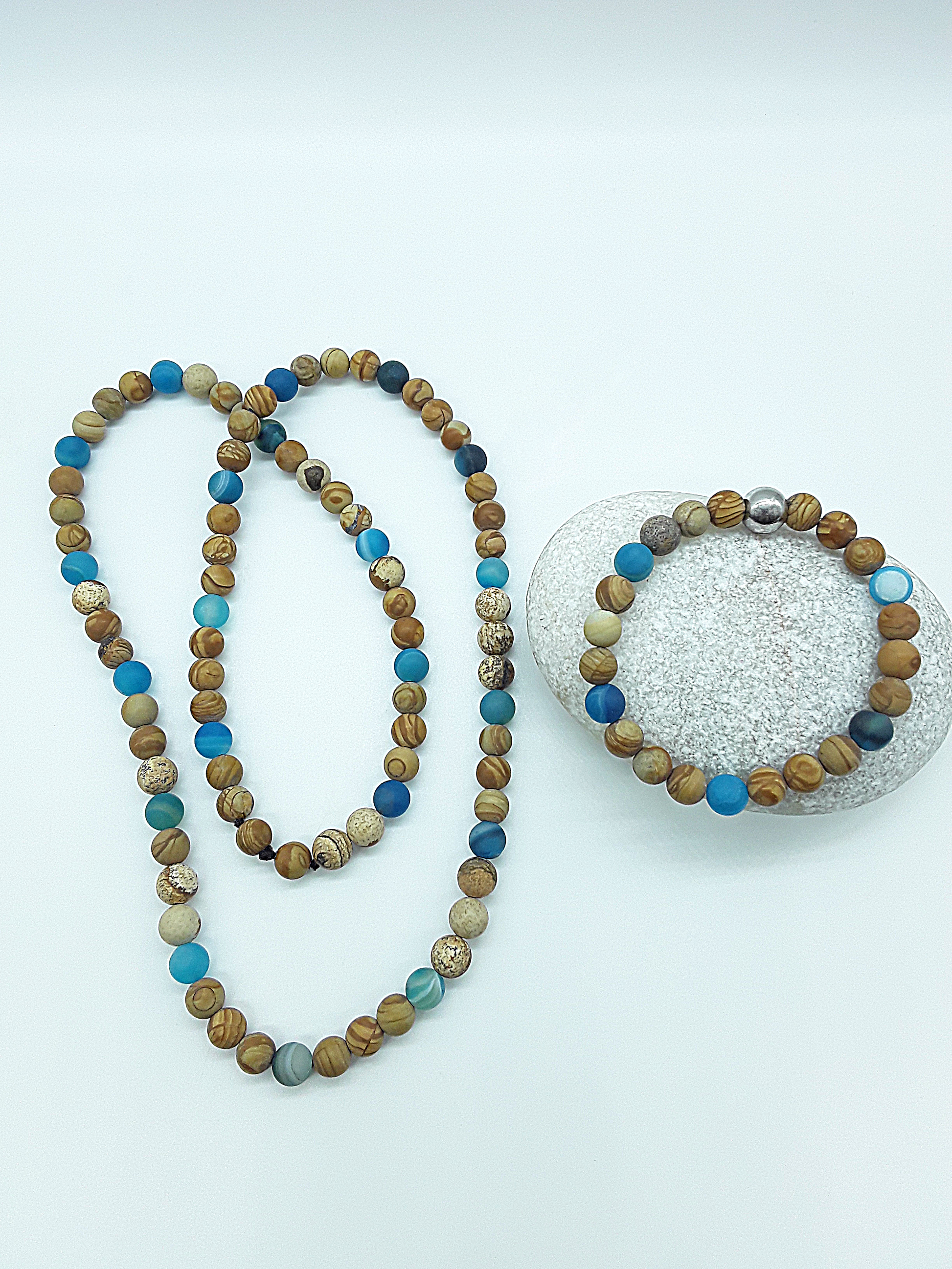 The Earth & Tide Set by Polmadeva – Jasper and Agate jewelry set symbolizing the balance of earth and water, grounding and renewal.