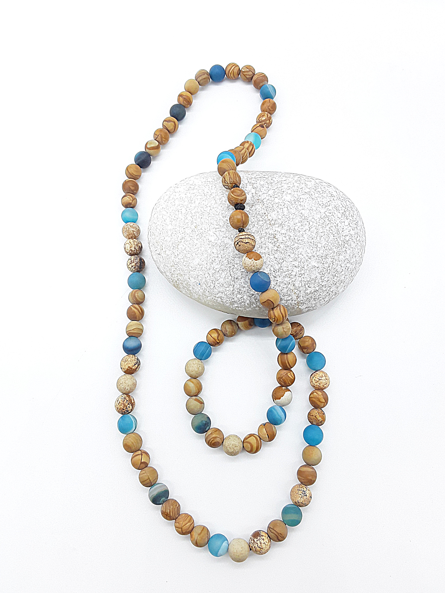The Earth & Tide Set by Polmadeva – Jasper and Agate jewelry set symbolizing the balance of earth and water, grounding and renewal.