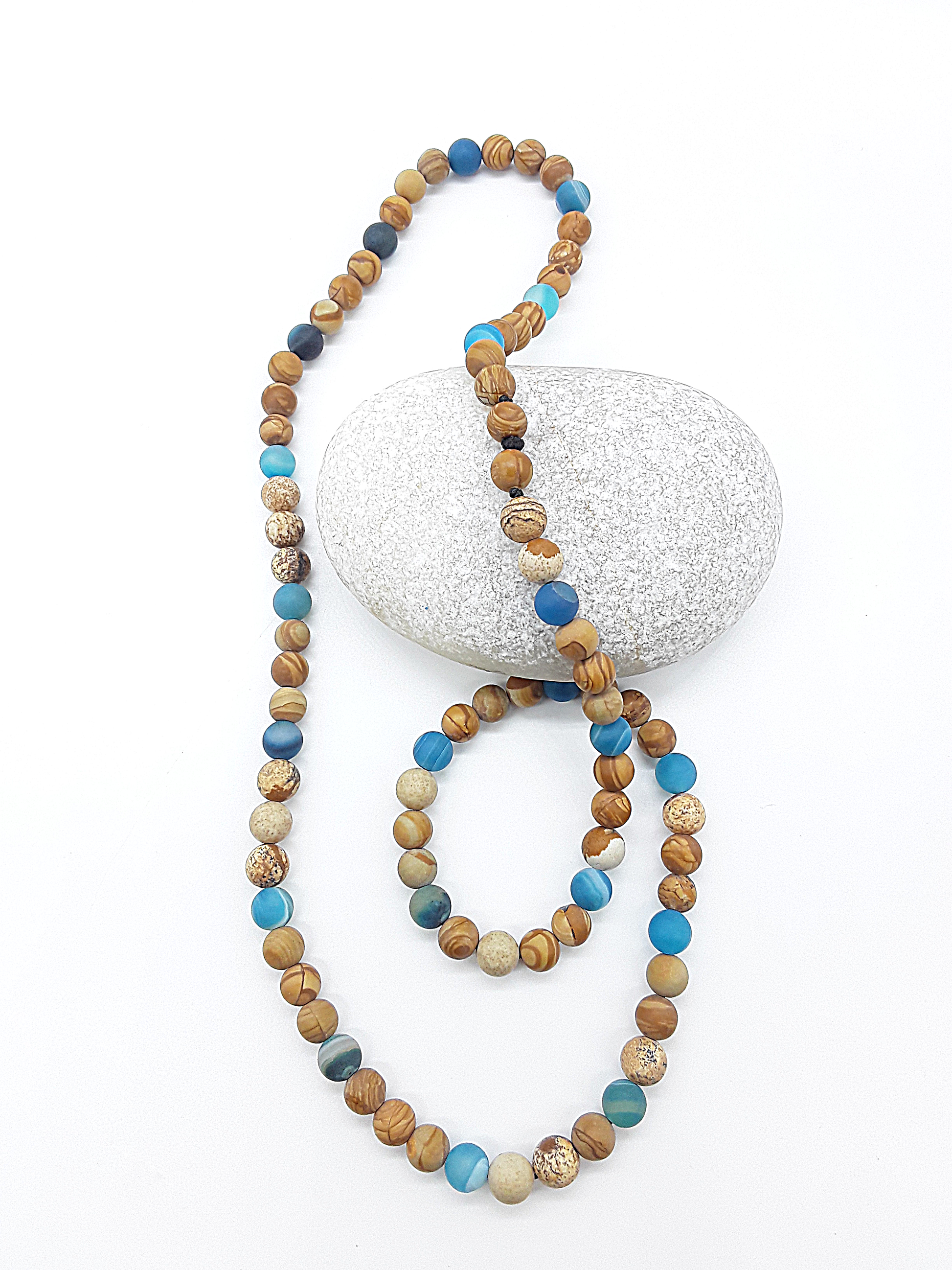 The Earth & Tide Set by Polmadeva – Jasper and Agate jewelry set symbolizing the balance of earth and water, grounding and renewal.